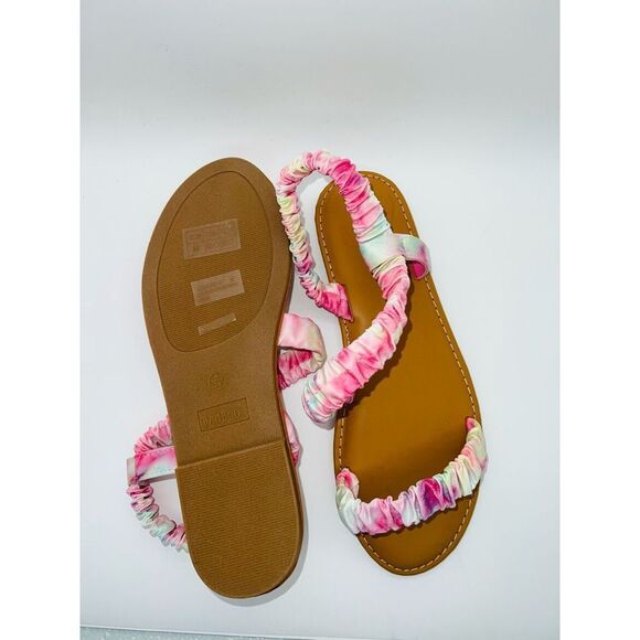 Bamboo Pink Tie-Dye Textured Ocean Line Sandal Size 6 New With Box - Picture 8 of 8